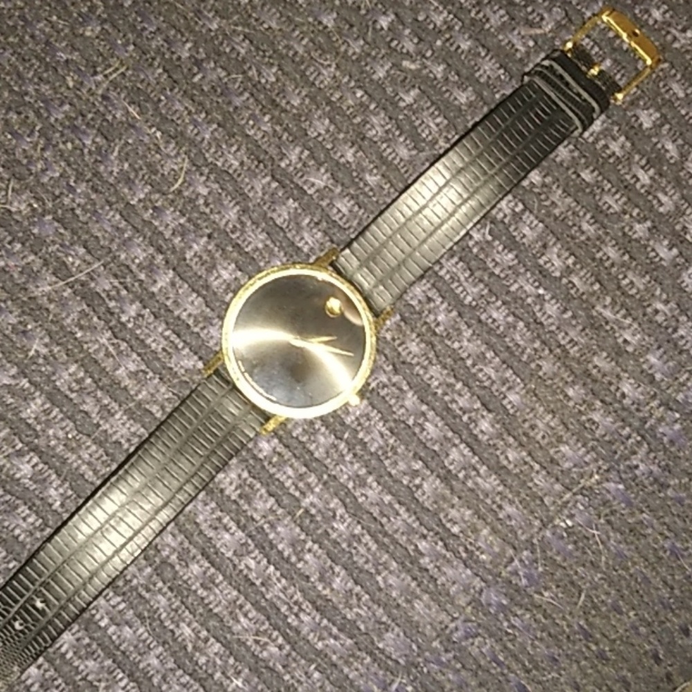 Mens Movado Museum Classic Watch Black & Gold